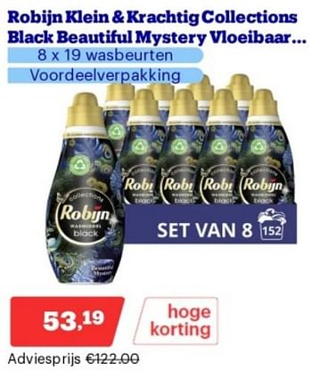 Promotions Robijn klein + krachtig collections black beautiful mystery vloeibaar - Robijn - Valide de 15/04/2024 à 21/04/2024 chez Bol.com