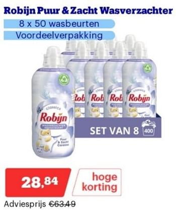 Promoties Robijn puur + zacht wasverzachter - Robijn - Geldig van 15/04/2024 tot 21/04/2024 bij Bol.com