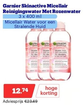 Promoties Garnier skinactive micellair reinigingswater met rozenwater - Garnier - Geldig van 15/04/2024 tot 21/04/2024 bij Bol.com