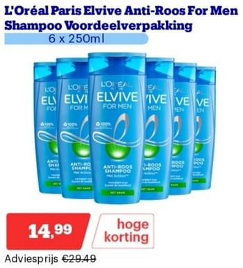 Promoties L`oréal paris elvive anti roos for men shampoo voordeelverpakking - L'Oreal Paris - Geldig van 15/04/2024 tot 21/04/2024 bij Bol.com