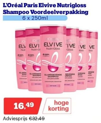 Promotions L`oréal paris elvive nutrigloss shampoo voordeelverpakking - L'Oreal Paris - Valide de 15/04/2024 à 21/04/2024 chez Bol.com