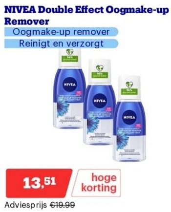 Promoties Nivea double effect oogmake-up remover - Nivea - Geldig van 15/04/2024 tot 21/04/2024 bij Bol.com