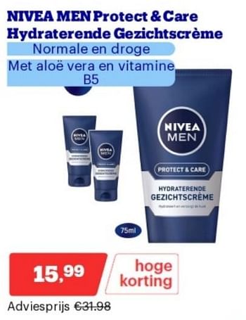 Promotions Nivea men protect + care hydraterende gezichtscréme - Nivea - Valide de 15/04/2024 à 21/04/2024 chez Bol.com