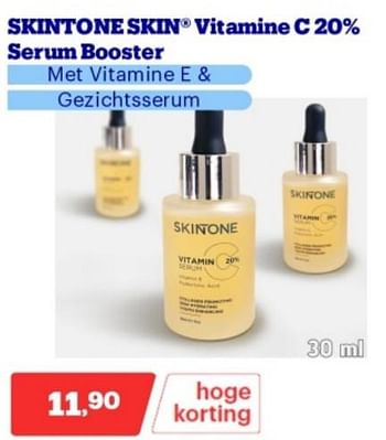 Promotions Skintone skin vitamine c serum booster - Skintone - Valide de 15/04/2024 à 21/04/2024 chez Bol.com