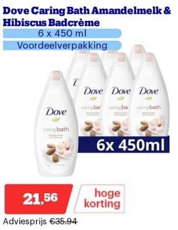 Promoties Dove caring bath amandelmelk + hibiscus badcréme - Dove - Geldig van 15/04/2024 tot 21/04/2024 bij Bol.com