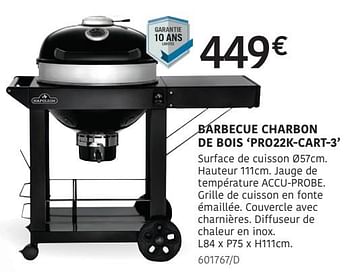 Promoties Barbecue charbon de bois pro22k cart 3 - Napoleon - Geldig van 04/04/2024 tot 30/06/2024 bij HandyHome