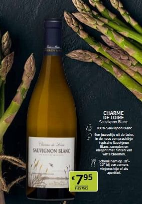Promoties Charme de loire sauvignon blanc - Witte wijnen - Geldig van 12/04/2024 tot 25/04/2024 bij BelBev