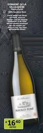 Promoties Domaine de la villaudière pouilly-fumé - Witte wijnen - Geldig van 12/04/2024 tot 25/04/2024 bij BelBev