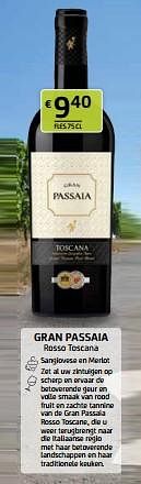 Promoties Gran passaia rosso toscana - Rode wijnen - Geldig van 12/04/2024 tot 25/04/2024 bij BelBev