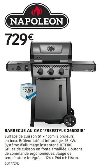 Promoties Napoleon barbecue au gaz freestyle 365dsib - Napoleon - Geldig van 04/04/2024 tot 30/06/2024 bij HandyHome