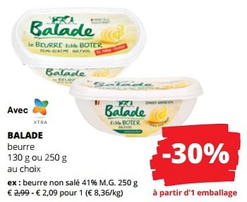 Promotions Beurre non salé - Balade - Valide de 11/04/2024 à 24/04/2024 chez Spar (Colruytgroup)
