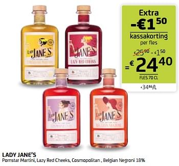 Promotions Lady jane`s pornstar martini lazy red cheeks cosmopolitan belgian negroni - Lady Jane's - Valide de 12/04/2024 à 25/04/2024 chez BelBev