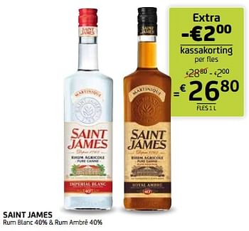 Promotions Saint james rum blanc + rum ambré - Saint James - Valide de 12/04/2024 à 25/04/2024 chez BelBev