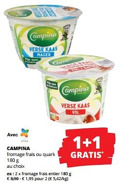Promoties Fromage frais entier - Campina - Geldig van 11/04/2024 tot 24/04/2024 bij Spar (Colruytgroup)