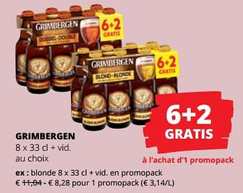 Promoties Grimbergen blonde - Grimbergen - Geldig van 11/04/2024 tot 24/04/2024 bij Spar (Colruytgroup)