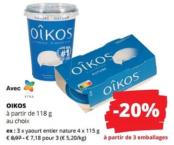 Promoties Oikos yaourt entier nature - Danone - Geldig van 11/04/2024 tot 24/04/2024 bij Spar (Colruytgroup)
