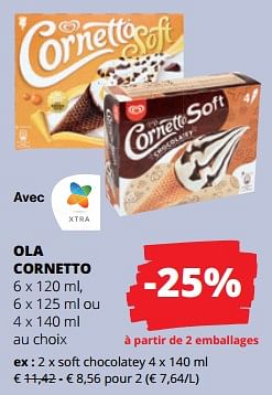 Promotions Ola cornetto soft chocolatey - Ola - Valide de 11/04/2024 à 24/04/2024 chez Spar (Colruytgroup)