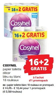 Promoties Papier toilette blanc - Cosynel - Geldig van 11/04/2024 tot 24/04/2024 bij Spar (Colruytgroup)