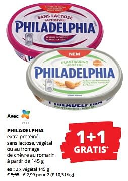 Promoties Philadelphia extra protéiné, sans lactose, végétal - Philadelphia - Geldig van 11/04/2024 tot 24/04/2024 bij Spar (Colruytgroup)