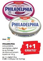 Promotions Philadelphia extra protéiné, sans lactose, végétal - Philadelphia - Valide de 11/04/2024 à 24/04/2024 chez Spar (Colruytgroup)