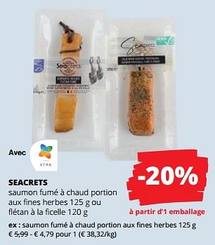 Promoties Saumon fumé à chaud portion aux fines herbes - Seacrets - Geldig van 11/04/2024 tot 24/04/2024 bij Spar (Colruytgroup)