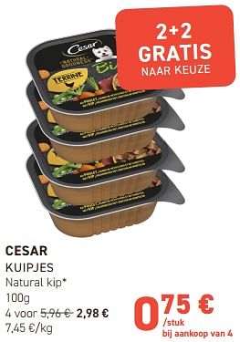 Promoties Cesar kuipjes natural kip - Cesar - Geldig van 17/04/2024 tot 28/04/2024 bij Tom&Co