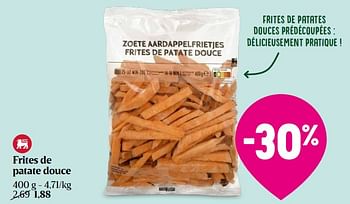 Promoties Frites de patate douce - Huismerk - Delhaize - Geldig van 18/04/2024 tot 24/04/2024 bij Delhaize