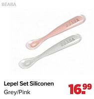 Promoties Lepel set siliconen grey pink - Beaba - Geldig van 15/04/2024 tot 25/05/2024 bij Baby-Dump