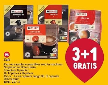 Promoties Café en capsules, lungo - Huismerk - Delhaize - Geldig van 18/04/2024 tot 24/04/2024 bij Delhaize