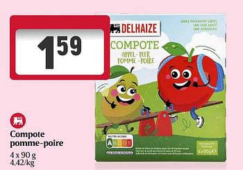 Promotions Compote pomme-poire - Produit Maison - Delhaize - Valide de 18/04/2024 à 24/04/2024 chez Delhaize