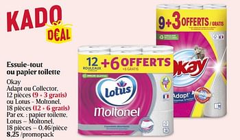 Promotions Papier toilette, lotus - moltonel - Produit Maison - Delhaize - Valide de 18/04/2024 à 24/04/2024 chez Delhaize