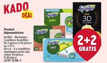 Promoties Serpillères imprégnées pour sols, citron - Swiffer - Geldig van 18/04/2024 tot 24/04/2024 bij Delhaize
