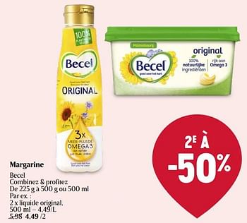 Promoties Margarine liquide original - Becel - Geldig van 18/04/2024 tot 24/04/2024 bij Delhaize