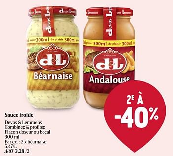 Promoties Sauce froide béarnaise - Devos Lemmens - Geldig van 18/04/2024 tot 24/04/2024 bij Delhaize