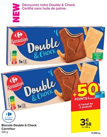 Promoties Biscuits double + chock carrefour - Huismerk - Carrefour  - Geldig van 17/04/2024 tot 29/04/2024 bij Carrefour