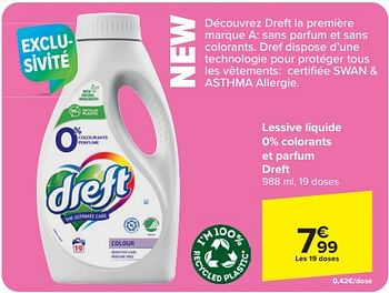Promoties Lessive liquide 0% colorants et parfum dreft - Dreft - Geldig van 17/04/2024 tot 29/04/2024 bij Carrefour
