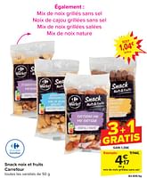 Promotions Mix de noix grillées sans sel - Produit maison - Carrefour  - Valide de 17/04/2024 à 29/04/2024 chez Carrefour