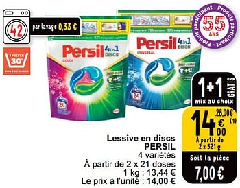 Promotions Lessive en discs persil - Persil - Valide de 16/04/2024 à 22/04/2024 chez Cora