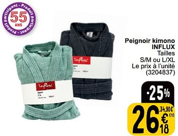 Promoties Peignoir kimono influx - INFLUX - Geldig van 16/04/2024 tot 22/04/2024 bij Cora