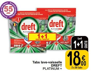 Promoties Tabs lave-vaisselle dreft platinum + - Dreft - Geldig van 16/04/2024 tot 22/04/2024 bij Cora