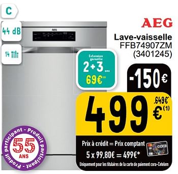 Promoties Aeg lave-vaisselle ffb74907zm - AEG - Geldig van 16/04/2024 tot 22/04/2024 bij Cora