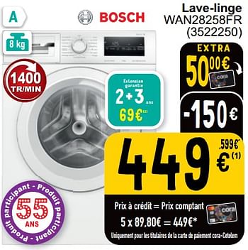 Promoties Bosch lave-ling e wan28258fr - Bosch - Geldig van 16/04/2024 tot 22/04/2024 bij Cora