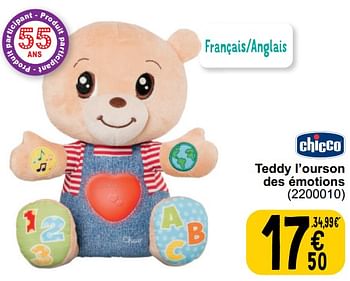 Promoties Teddy l’ourson des émotions - Chicco - Geldig van 16/04/2024 tot 22/04/2024 bij Cora