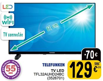 Promoties Telefunken tv led tfl32auhd24bc - Telefunken - Geldig van 16/04/2024 tot 22/04/2024 bij Cora