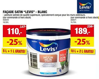 Promoties Façade satin levis - blanc - Levis - Geldig van 17/04/2024 tot 28/04/2024 bij Hubo