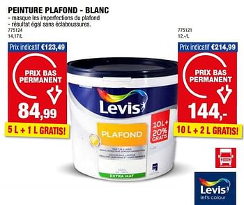 Promoties Peinture plafond - blanc - Levis - Geldig van 17/04/2024 tot 28/04/2024 bij Hubo