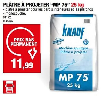 Promoties Plâtre à projeter mp 75 - Knauf - Geldig van 17/04/2024 tot 28/04/2024 bij Hubo