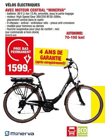 Promoties Vélos électriques avec moteur central minerva - Minerva - Geldig van 17/04/2024 tot 28/04/2024 bij Hubo