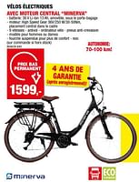Promotions Vélos électriques avec moteur central minerva - Minerva - Valide de 17/04/2024 à 28/04/2024 chez Hubo