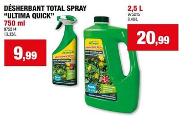 Promoties Désherbant total spray ultima quick - Ecostyle - Geldig van 17/04/2024 tot 28/04/2024 bij Hubo